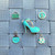 5pc Teal blue heel perfume metal charm set