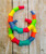 Rainbow bamboo hoop earring #1