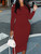 Bodycon Burgundy long sleeve dress