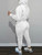 2pc White jogging suit hoodie set