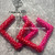 Red & pink polka dot wrap bamboo earrings #1