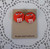 M&M Red candy fabric button earrings