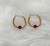 14k gold small January red hoop earrings