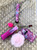 Pink paisley Lip gloss & hand sanitizer Keychain #1