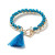 Blue & gold tassel bracelet