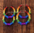 Rainbow glitter bamboo hoop earrings #2