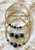 14k gold 3pc black bracelet set #1