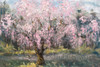 An impressionistic oil painting of a blooming Weeping Cherry Tree by Julia Swartz, Lancaster PA