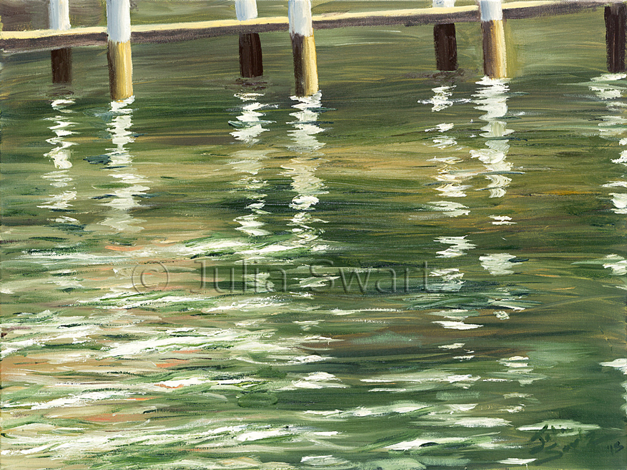 Dock Reflections Landscape Oil Painting