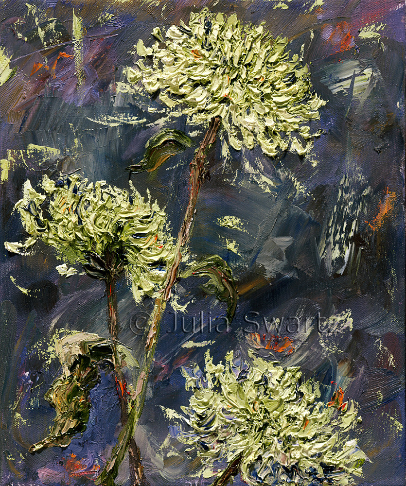 油絵アート（green flower） Green_Spider_Mum_Flower_Oil_pa