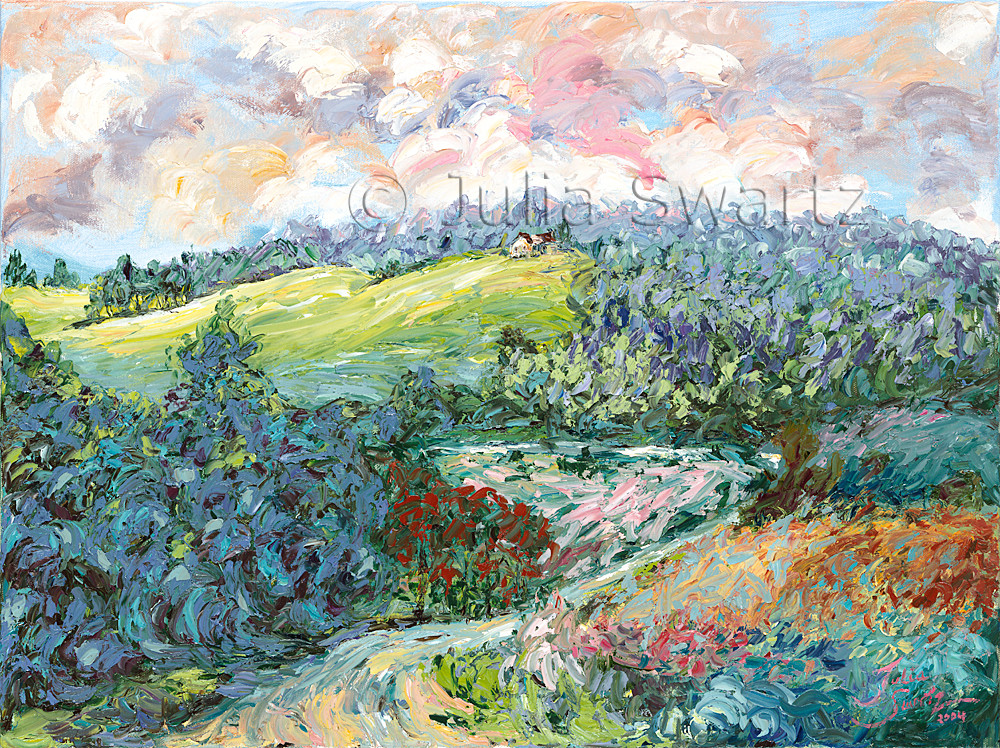 Vorner Panitan スパイラルアート 48/120 Mountain Road I Landscape Oil Painting