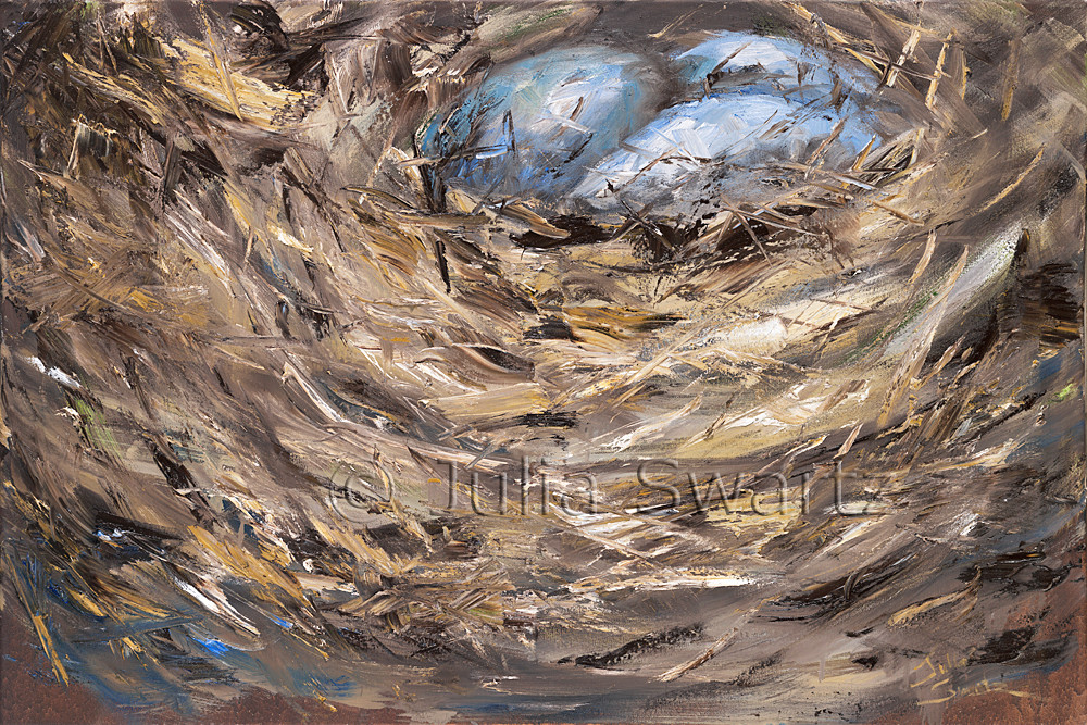 Nestled Birds Nest Oil Painting