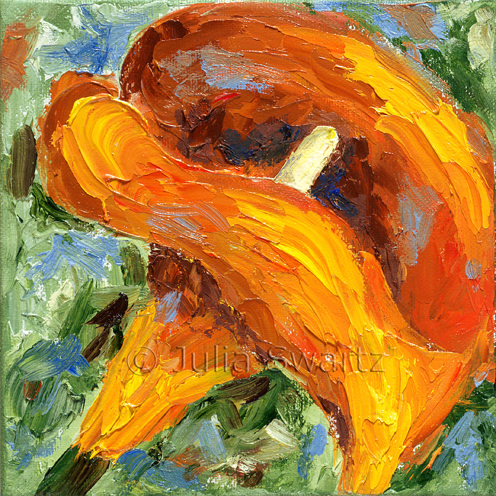 Orange Calla Lily Flower oil painting