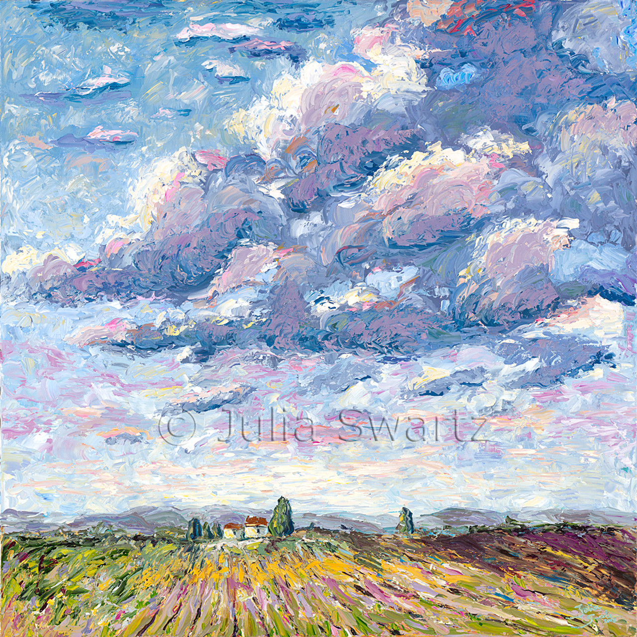 Purple Sky Landscape Oil Painting