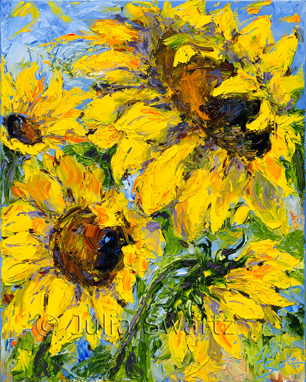 Sunflowers Floral Original oil painting on canvas board 5x7