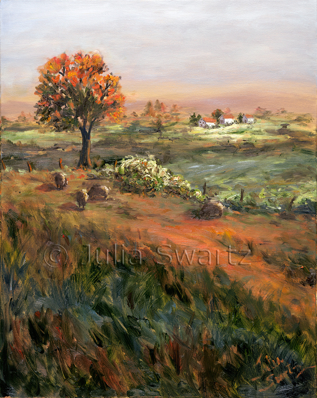 Sunset Graze Landscape Oil Painting