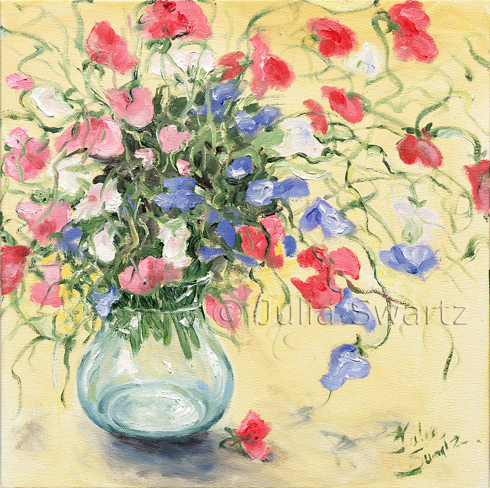 Sweet Pea Flower Oil Painting
