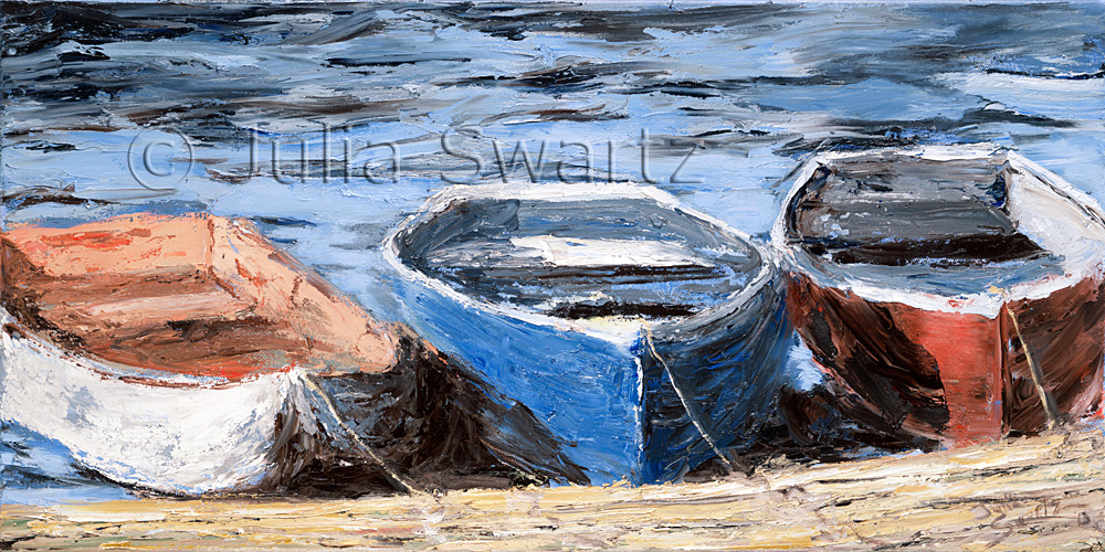 Three Row Boats Oil Painting