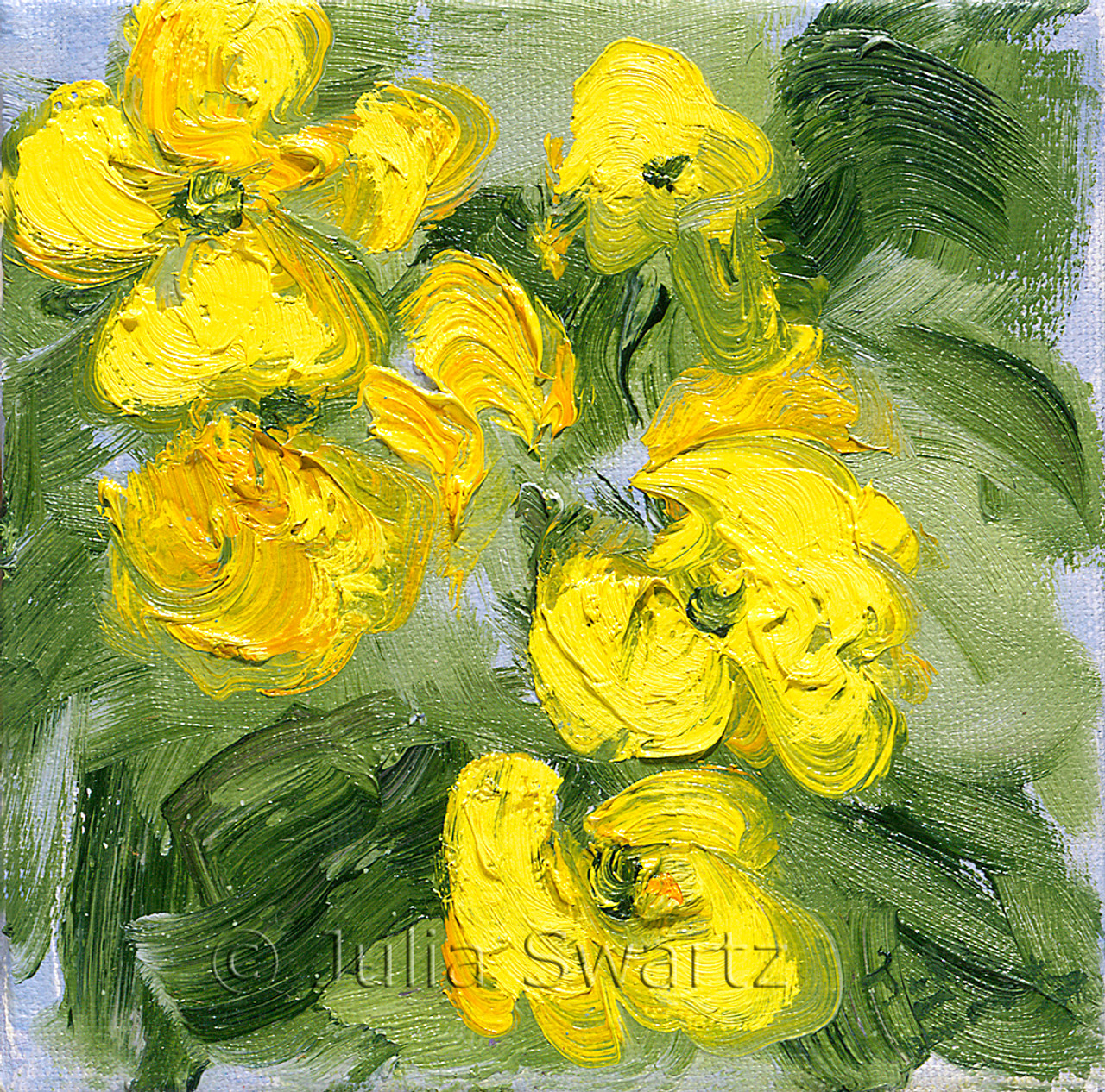 Yellow Primrose Flower Oil Painting