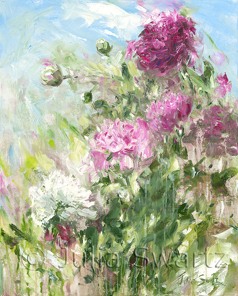 Mother's Peonies - flower oil painting - Julia Swartz Art Gallery