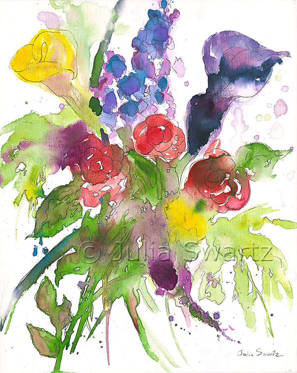 Summer Bouquet 4 - flower watercolor painting