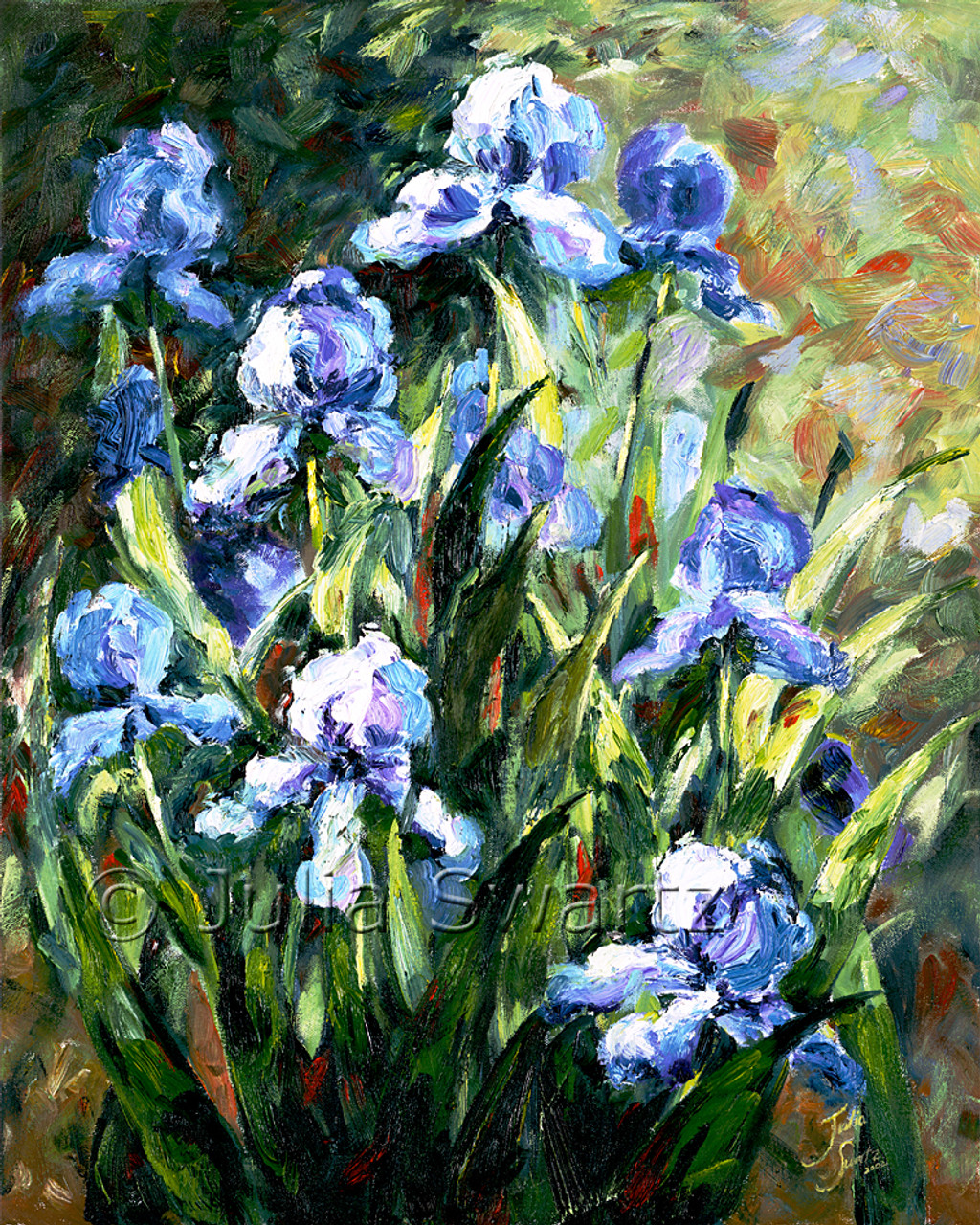 Blue Iris Flower Oil painting