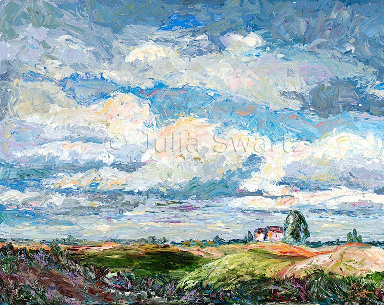 Blue Sky Landscape Oil Painting
