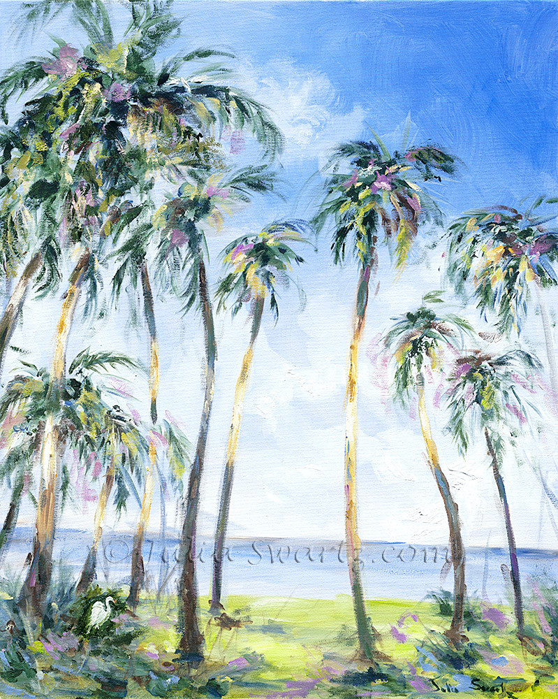 Dancing Palm Trees - oil painting on canvas - Julia Swartz Art Gallery