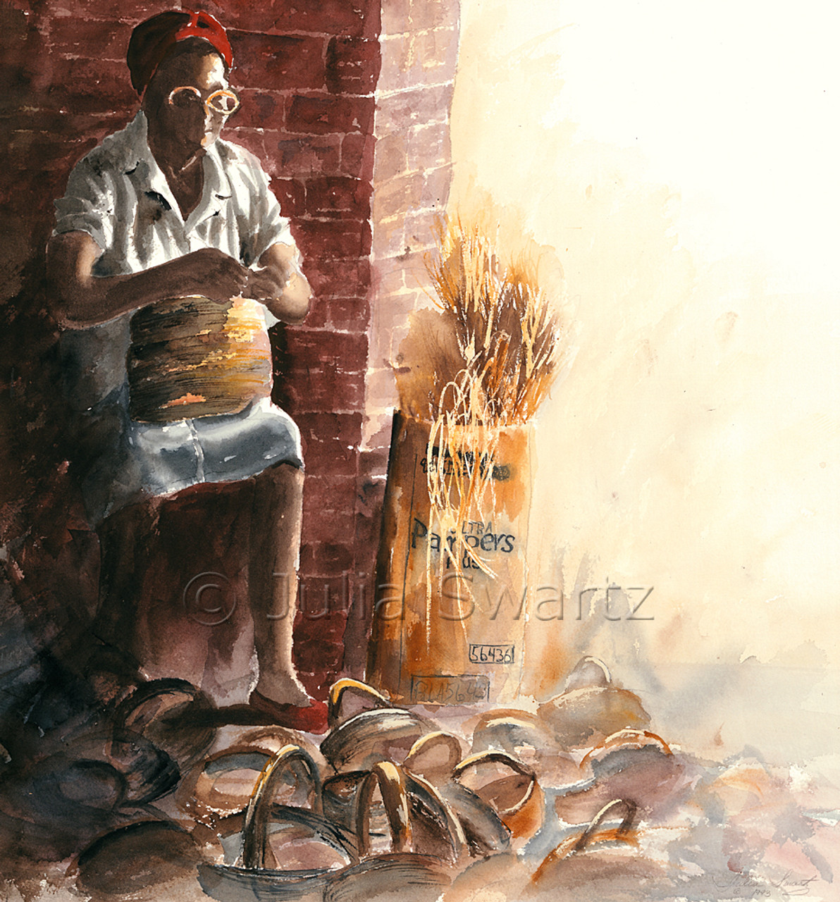 Charleston Basket Lady Watercolor Painting