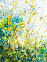 Spring Awakening - Forsythia flower oil painting - Julia Swartz Art Gallery