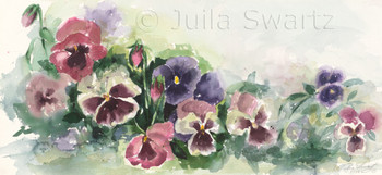 A second watercolor painting of Pansies by Julia Swartz