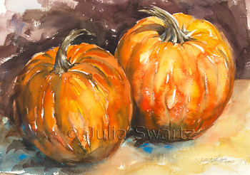 Though a simple subject, Julia has transformed these two pumpkins into a beautiful festive painting
