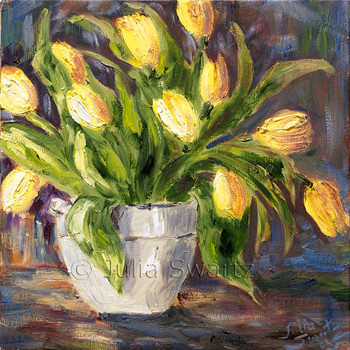 Yellow tulips oil painting in oil on canvas by Julia Swartz