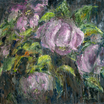 Hellebores flowers oil painting on canvas by Julia Swartz