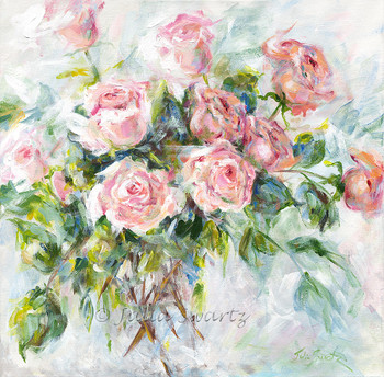 A note card of Pink Roses by Julia Swartz
