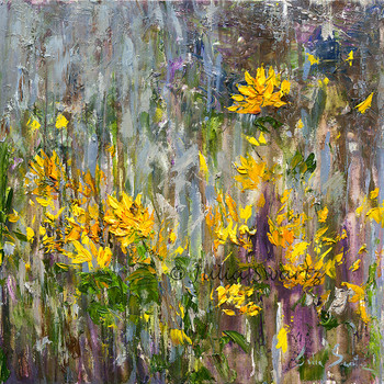 A note card of Yellow Heliopsis flowers by Julia Swartz