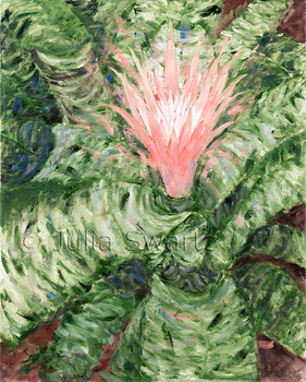 Green Spider Mum Flower Oil painting