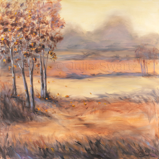 An Autumn Landscape Oil Painting of fall trees and fields by Julia Swartz Lancaster PA