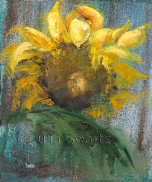An impressionistic oil painting of Sunflowers, version 3, by Julia Swartz, Lancaster PA