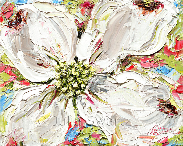 This piece is another study, but white flowers, of the first blooms that fill Julia's property in the spring.