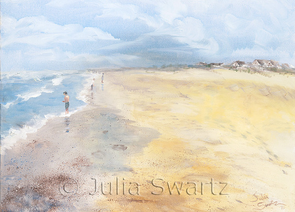 Beach Walk 2 note card at the Outer banks by Julia Swartz
