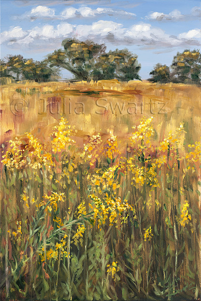 A note card of a field of Golden Rod by artist Julia Swartz