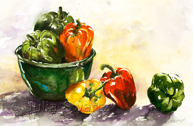 Bell Pepper Painting Print From Original Watercolor Painting, bell