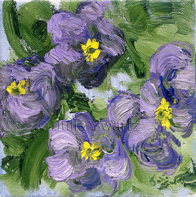 Purple Primrose Flower Oil Painting