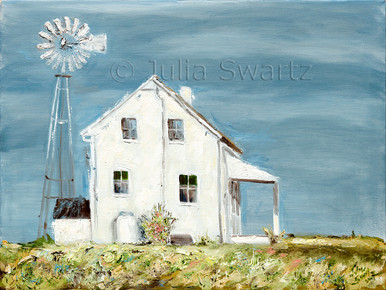 Simple Dwelling Amish House Oil Painting
