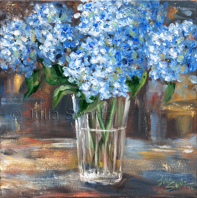 Summer Hydrangea Flower Oil Painting
