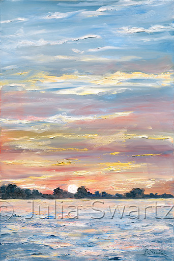 Bay Sunset - landscape oil painting - Julia Swartz Art Gallery