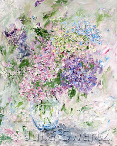 絵画 Oil painting of beautiful flowers. Hydrangea-