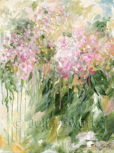 Pink Hydrangea Oil Painting - Julia Swartz Art Gallery