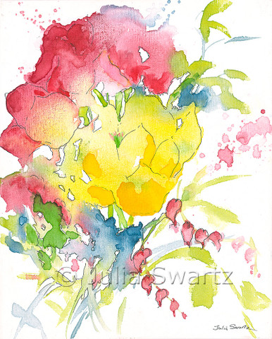Summer Bouquet 2 - flower watercolor painting - Julia Swartz Art